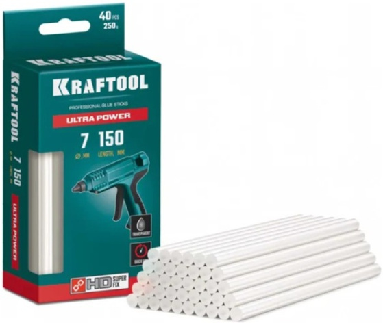 Изображение товара Kraftool Ultra Power 7x150 мм клеевые стержни 40 шт прозрачные