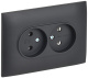 фото Розетка двухместная без заземления в сборе IEK SK-R20-10-K48-F