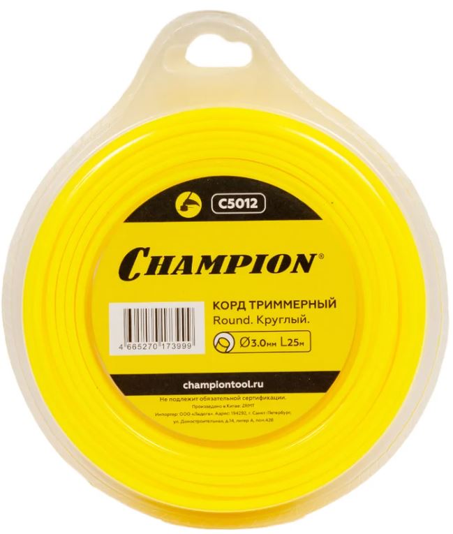 

Корд CHAMPION C5012 триммерный Round 3,0мм*25м (круглый), C5012