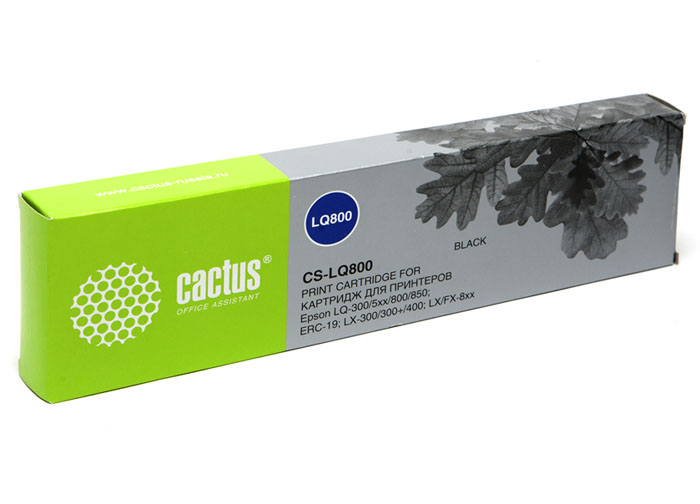 Картридж Cactus CS-LQ800 для Epson LQ-300/5xx/800/850; ERC-19; LX-300/300+/400; LX/FX-8xx, ресурс 3 000 000 зн,black