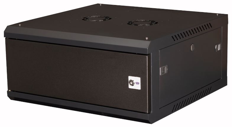 

Шкаф настенный 19", 4U Datarex DR-640101 телекоммуникационный 280x600х600 мм, дверь металл,черный, DR-640101