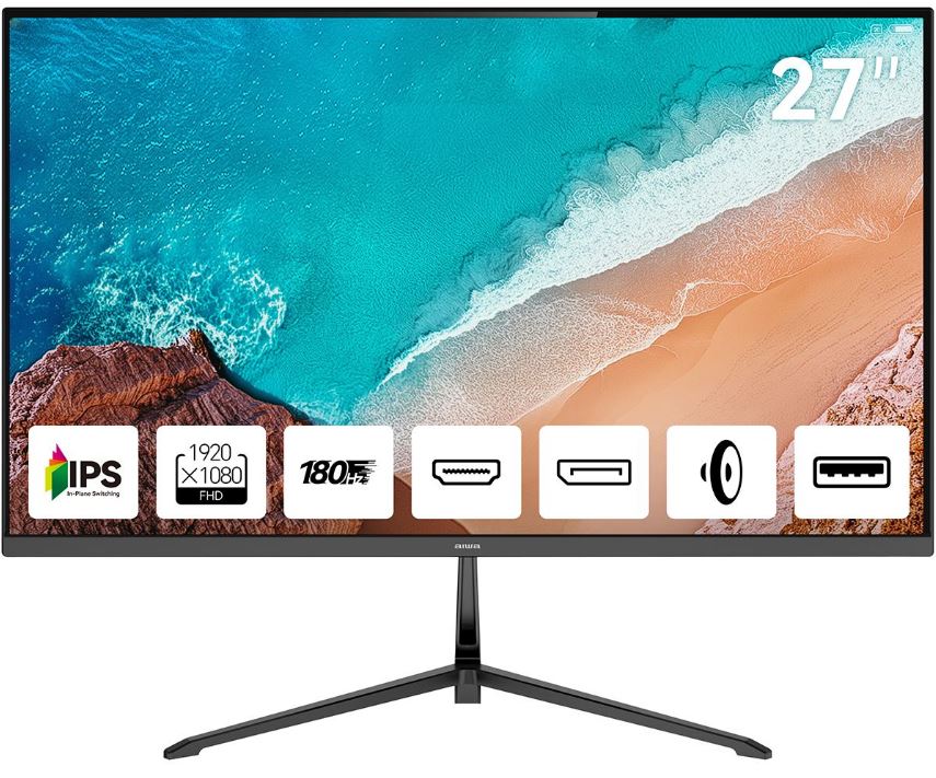 

Монитор 27" AIWA MD2712 1920*1080, IPS, 300cd, 1000:1, 1ms, 178гр/178гр, HDMI, DP, 180Hz, Spk, black, MD2712