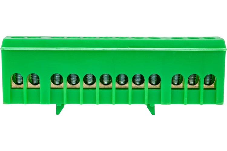 

Шина Rexant 11-2322 PE «земля» в корпусном зеленом изоляторе на DIN-рейку 6x9 мм 12 групп, 11-2322