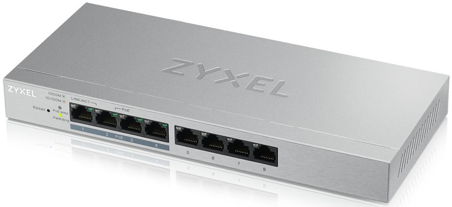 

Коммутатор управляемый ZYXEL GS1200-8HPV2-EU0101F 8xGE (4xPoE+), настольный, бесшумный, бюджет PoE 60 Вт, GS1200-8HPV2-EU0101F