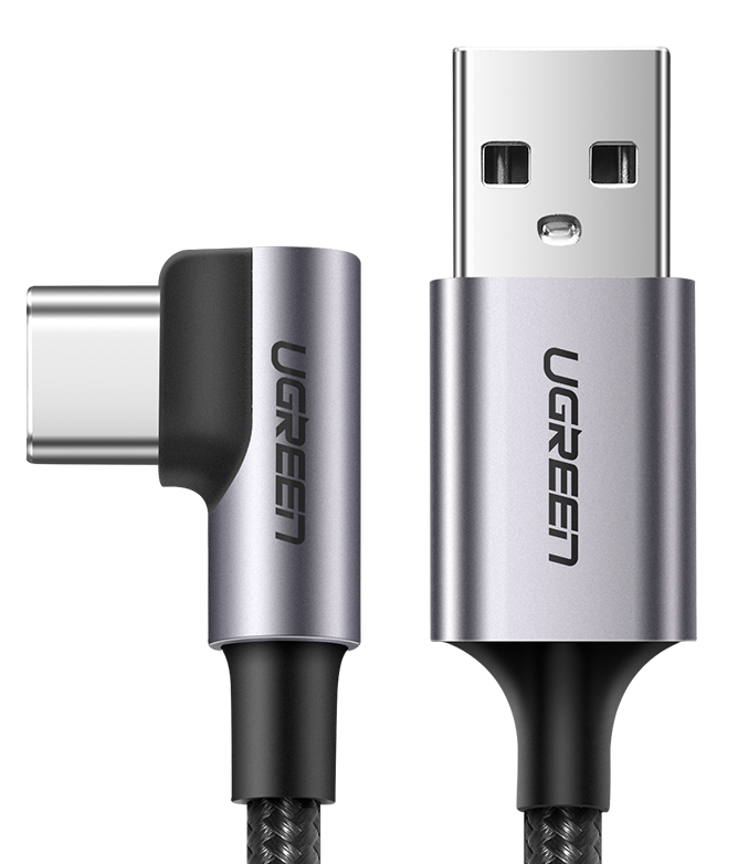 

Кабель интерфейсный UGREEN 50941_ угловой USB AM to USB Type C, 1 м, черный, 50941