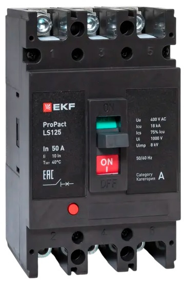 Изображение товара Автоматический выключатель EKF MCCB 3Pol 50А ProPact литой корпус