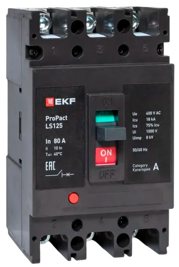 Изображение товара Автоматический выключатель в литом корпусе EKF mccb-125-18-3-80-ls