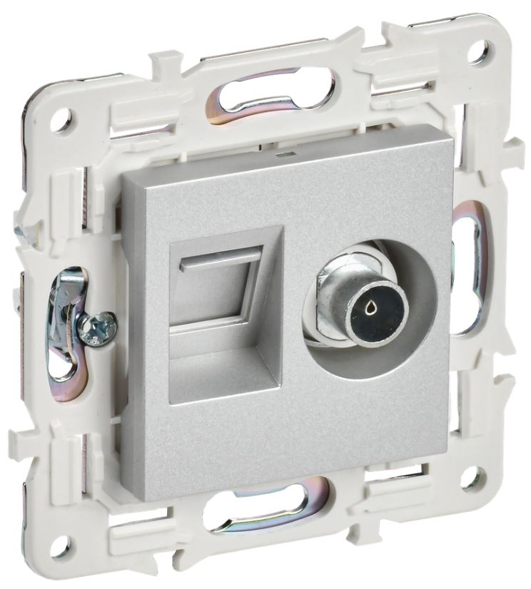 

Розетка комбинированная IEK SK-AK20-2-K23 SKANDY TV+RJ45 кат.6 SK-A15S Серебряный, SK-AK20-2-K23