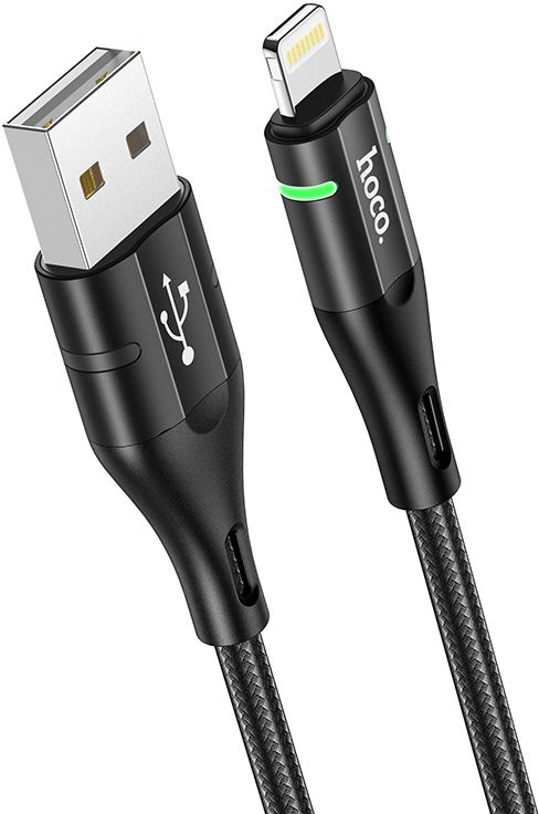 

Кабель интерфейсный Hoco U93 SHADOW IP USB (m)-Lightning (m) 1.2м черный коробка (2002394), U93 SHADOW IP