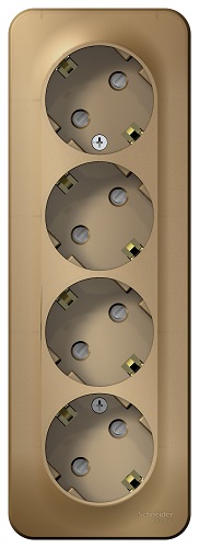 

Розетка Schneider Electric BLNRA011414 4-я с/з со шторками 16А, 250В, изолир. пластина Титан наруж, BLNRA011414