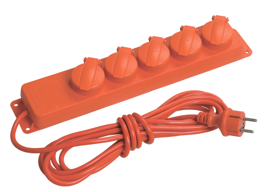 

Удлинитель IEK WYP10-16-05-05-44-N У05В 5 места IP44 с заземлением 5м 3х1мм2 16А/250В, WYP10-16-05-05-44-N