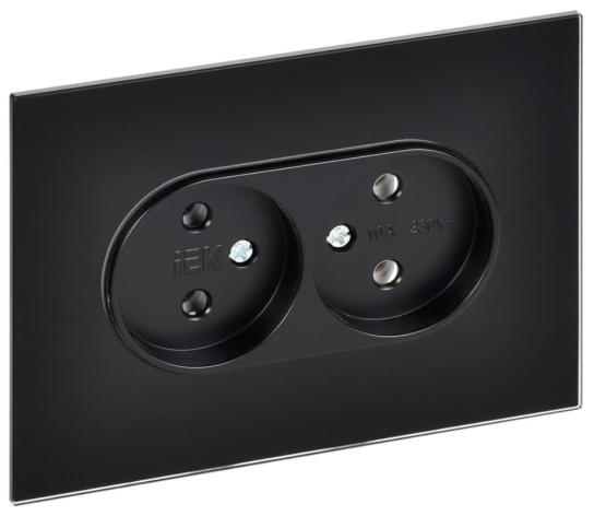 Изображение товара Двухместная розетка без заземления IEK SK-R20-10-K02 для дома и офиса