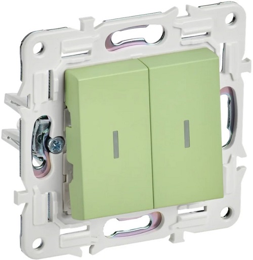 

Переключатель двухклавишный IEK SK-V22-1-10-K06 SKANDY с инд. 10А SK-V10M мятный, SK-V22-1-10-K06