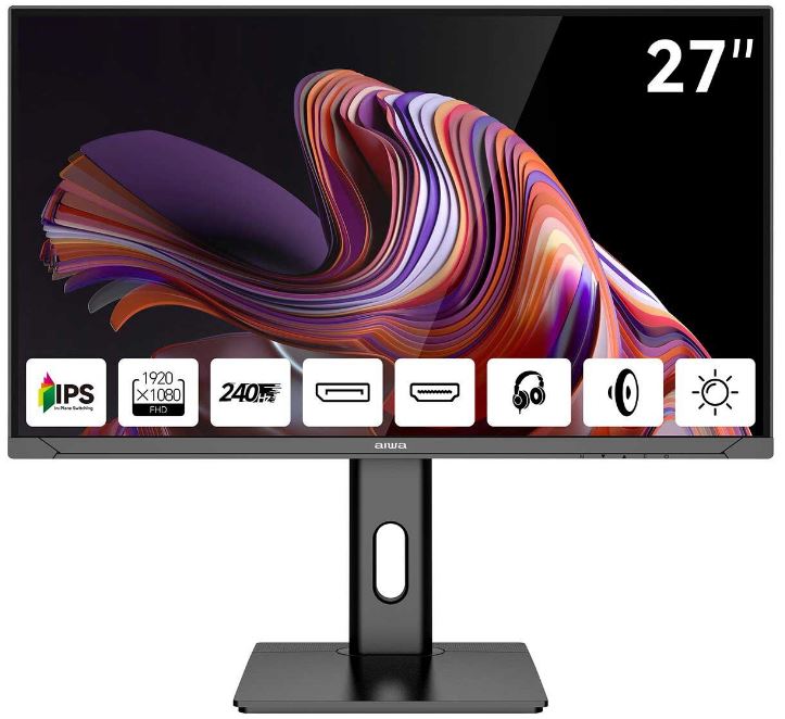 

Монитор 27" AIWA MD2711 1920x1080, 16:9, IPS, 350 cd/m, 1000:1, 1 ms, 178°/178°, 240Hz, 2*HDMI, 2*DP, Spk, Pivot, Black, MD2711