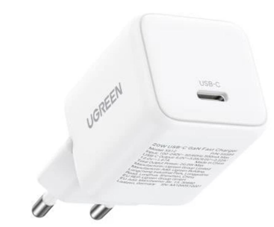 

Зарядное устройство сетевое UGREEN X512 55554_ mini 20W USB-C GaN Fast Charger EU. цвет: белый, X512