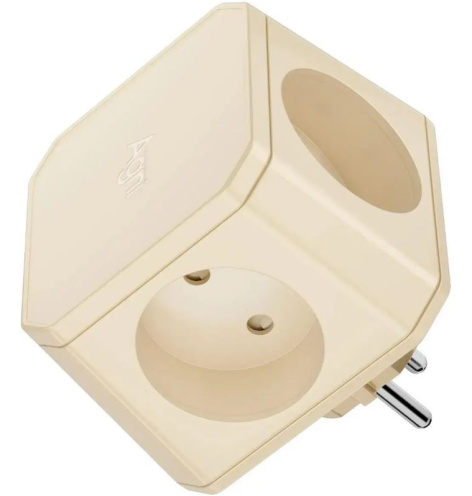 Изображение товара Тройник AGNI TP-WJ4E-ivory с 4 розетками для безопасного расширения электросети