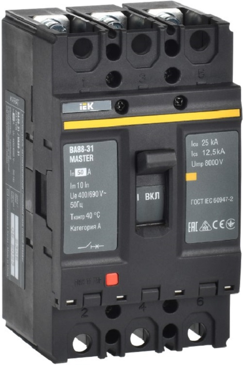 

Автоматический выключатель в литом корпусе IEK SVA00-3-0050-02 ВА88-31 3Р 50А 25кА MASTER, SVA00-3-0050-02