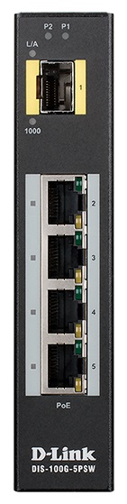 

Коммутатор промышленный неуправляемый D-link DIS-100G-5PSW/A1A 4x10/100/1000Base-T PoE (120Вт), 1x1000Base-X SFP, DIS-100G-5PSW/A1A