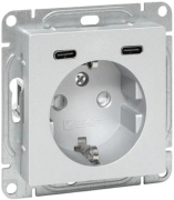 фото Розетка с заземлением с 2 USB  EKF UP1-SOA-111-2USBC