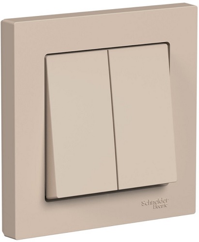 

Выключатель двухклавишный Systeme Electric ATN001252 AtlasDesign сх.5, 10АХ, в сборе, Песочный, ATN001252