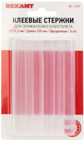Изображение товара Клеевые стержни Rexant 09-1225, для пистолета, 6 шт, 100 мм, белые