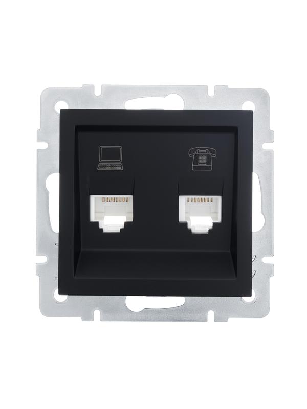 

Розетка компьютерная+телефонная Lezard 742-4288-143 1-м СП Vesna механизм, черный бархат, 742-4288-143