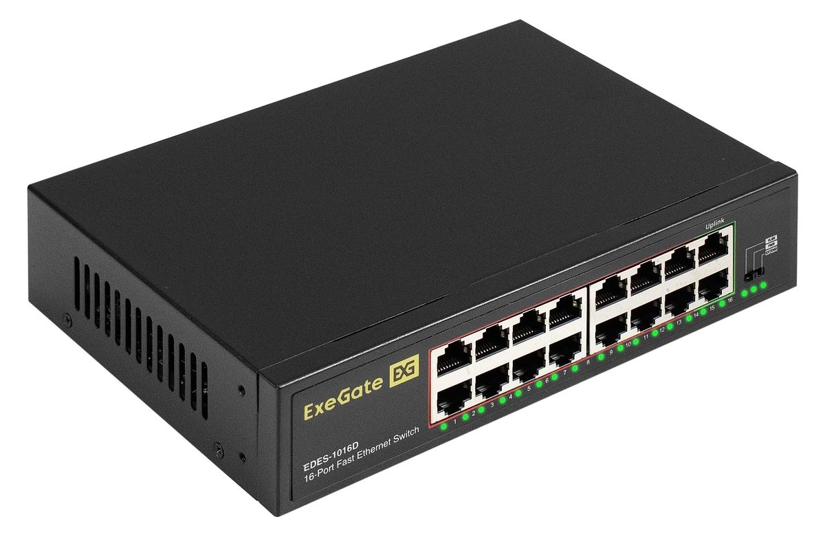 

Коммутатор неуправляемый Exegate EDES-1016D EX298691RUS 16-портовый UTP 10/100Mbps, EDES-1016D
