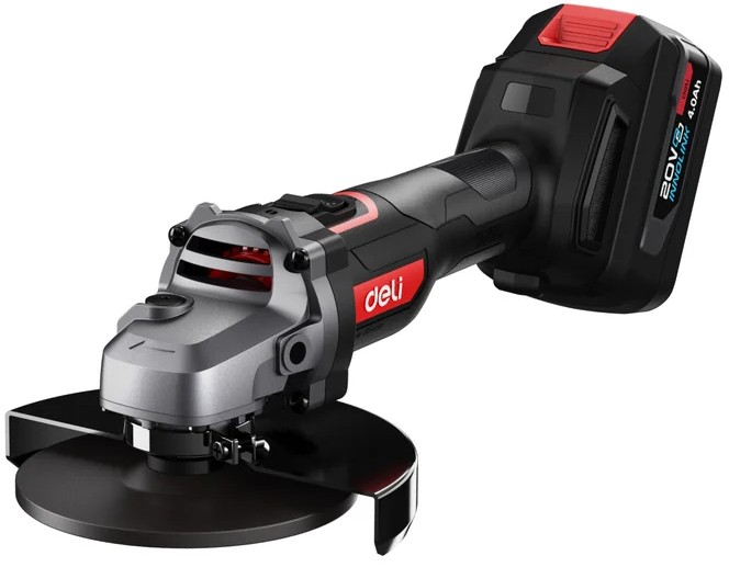 

Шлифовальная машина угловая Deli DE-JM20-3D4 аккумуляторная (2АКБ*4Ач + ЗУ, 20В, 115мм, М14, 3500/6000/10000об/мин, сумка), DE-JM20-3D4