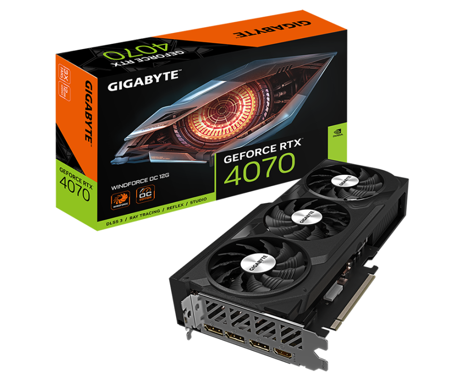 

Видеокарта PCI-E GIGABYTE GeForce RTX 4070 WINDFORCE OC (GV-N4070WF3OC-12GD), GeForce RTX 4070 WINDFORCE OC (GV-N4070WF3OC-12GD)