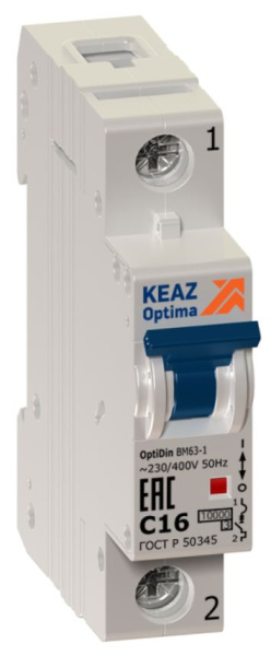 Изображение товара Автоматический выключатель КЭАЗ 261192 1 полюс для постоянного тока серия OptiDin