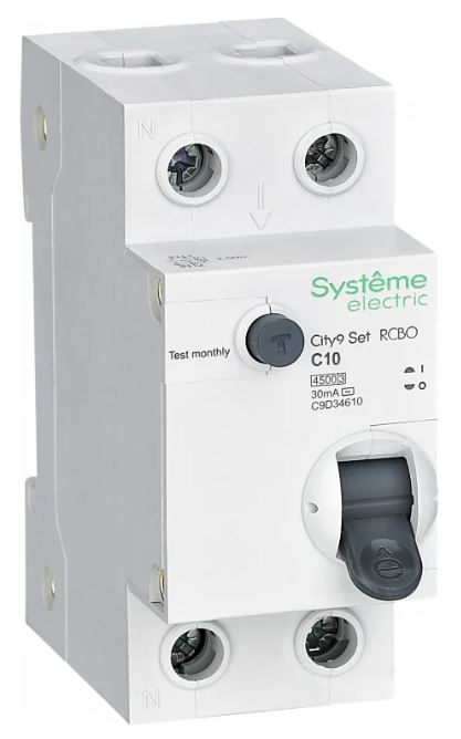 

Автомат дифференциальный Systeme Electric C9D34610 City9 Set 1P+N С 10А 4.5kA 30мА Тип-AС 230В, C9D34610