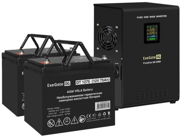 Изображение товара ИБП Exegate FineSine SX-2500.LCD.AVR.2SH с синусоидальным выходом и 2 разъемами Schuko