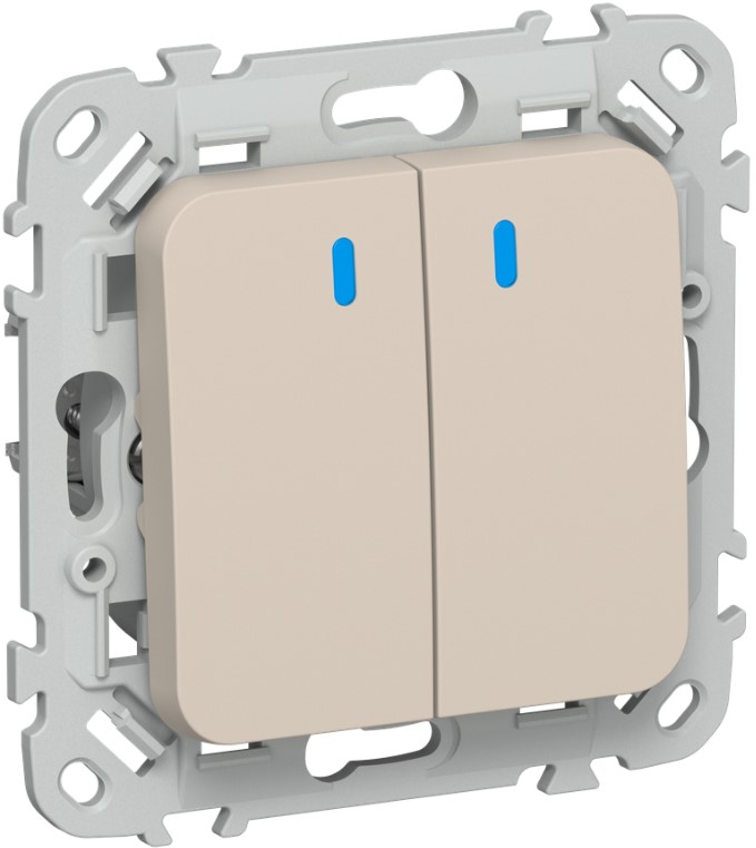 

Выключатель двухклавишный с подсветкой IEK FI-V20-1-10-1-K88 FLITE 10А ВС12-1-1-ФлЛ льняной, FI-V20-1-10-1-K88