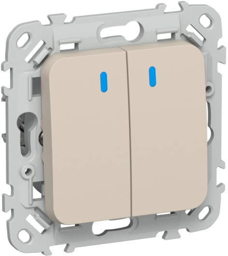 Изображение товара Выключатель двухклавишный с подсветкой IEK FI-V20-1-10-1-K88