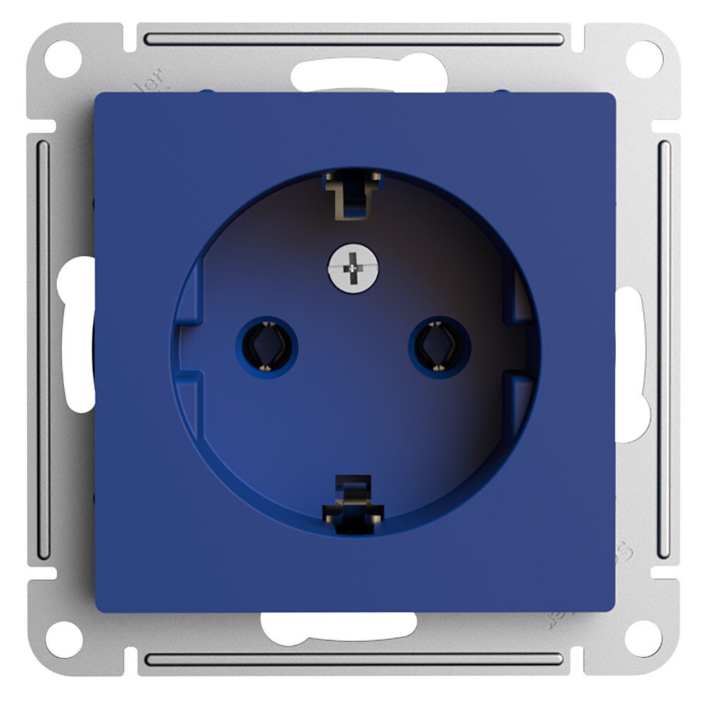 

Розетка с заземлением Systeme Electric ATN001143 AtlasDesign 16А, механизм, Аквамарин, ATN001143