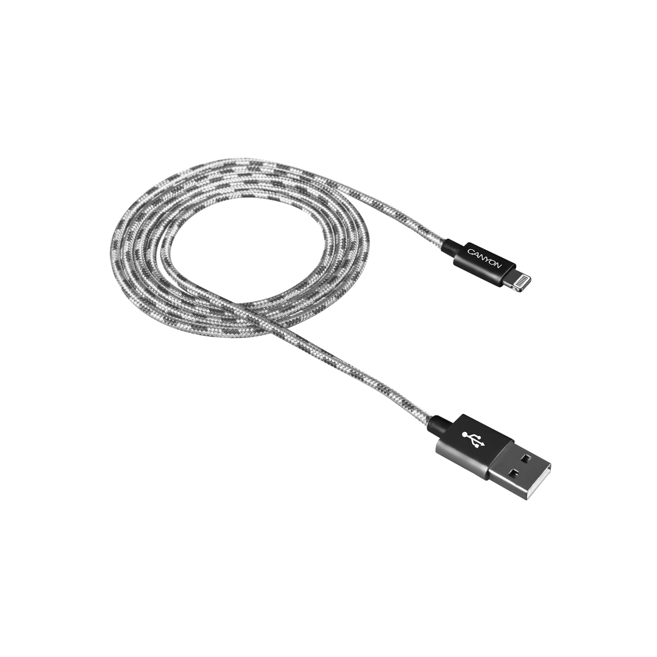 

Кабель интерфейсный Canyon CFI-3 Lightning - USB 2.0, 1m, gray, CFI-3