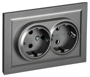 фото Розетка двухместная с заземлением в сборе  IEK BR-R21-16-K46-F