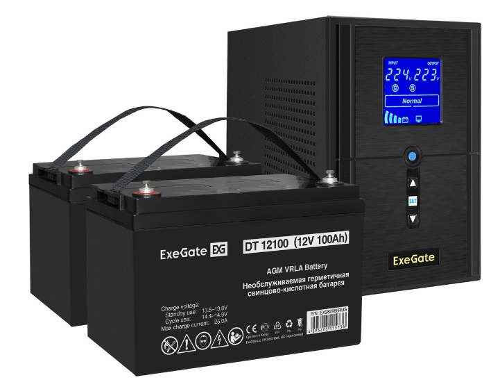 

Комплект Exegate SineTower SZ-1500.LCD.AVR.2SH.1C13.USB EX296827RUS ИБП EX295988RUS + батарея 100Aч EX282985RUS 2шт (инвертор, синус, для котла) 1500V, SineTower SZ-1500.LCD.AVR.2SH.1C13.USB