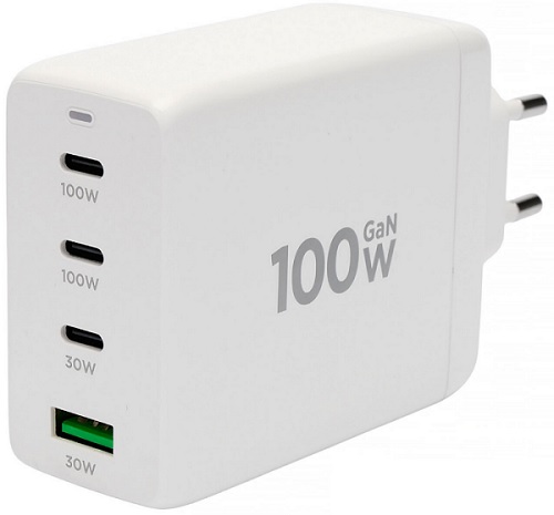 

Зарядное устройство сетевое Cablexpert MP3A-PC-66 Зарядное устройство Cablexpert 100Вт GaN, 5A, QC5.0/PD, 3xType-C, 1xUSB, белый, коробка, MP3A-PC-66