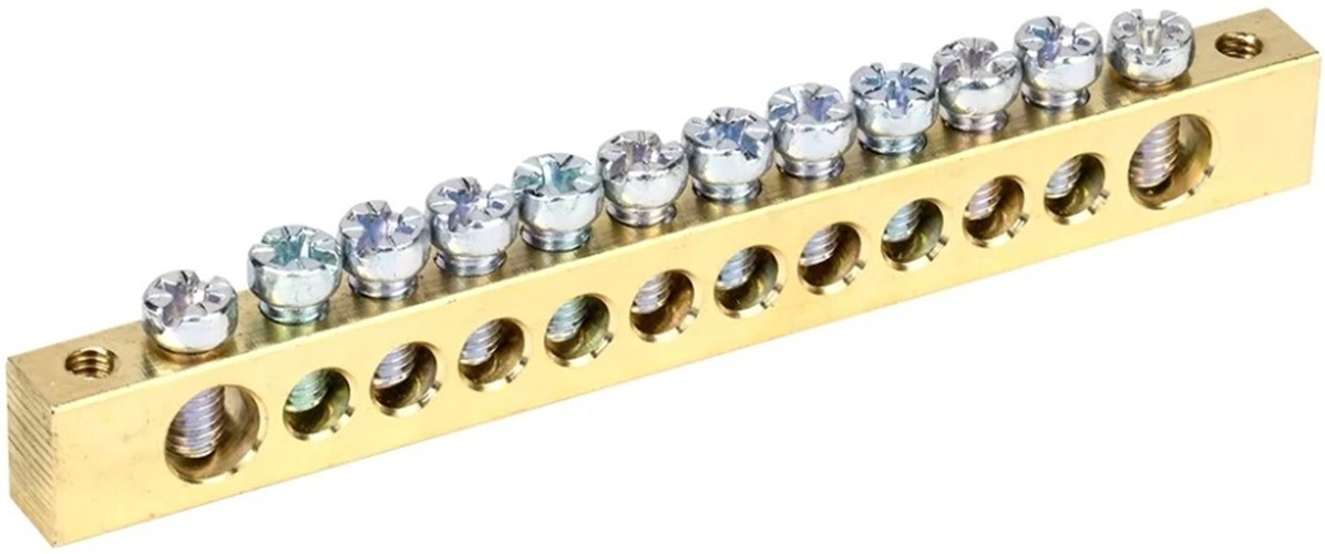 

Шина IEK YNN21-12-100 PEN земля-ноль 8х12мм 12/2 (12групп/креп по краям), YNN21-12-100