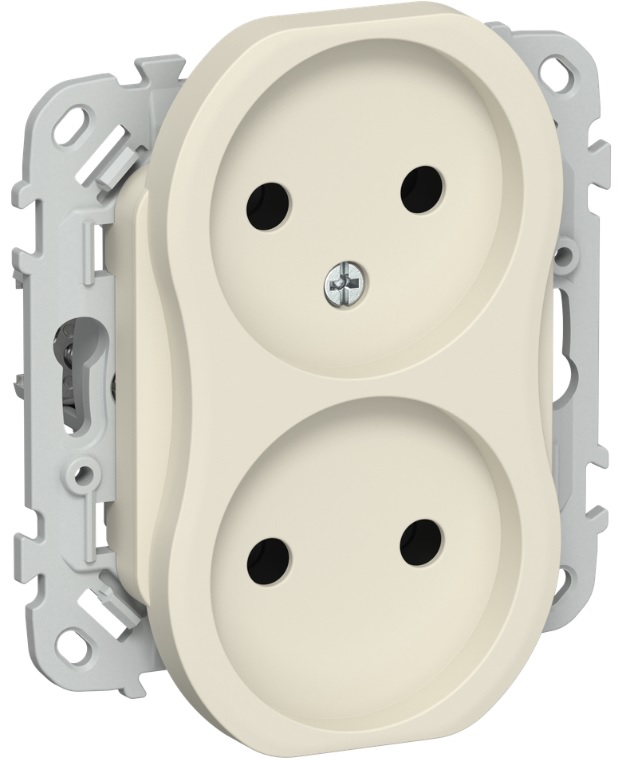 

Розетка двухместная без заземления IEK FI-R20-10-1-K86 FLITE без защитных шторок безвинтовое крепление 10А РС02-1-ФлСл сливочный, FI-R20-10-1-K86