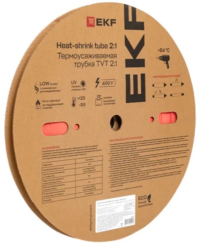 

Термоусаживаемая трубка EKF tut-8-r ТУТ нг 8/4 красная рулон, tut-8-r