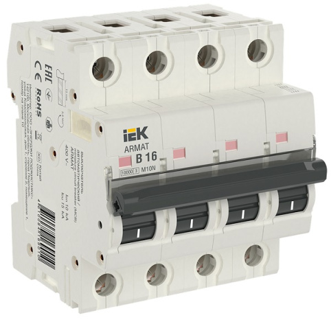Изображение товара Автоматический выключатель IEK AR-M10N-4-B016 серия ARMAT 16 А 400 В IP20
