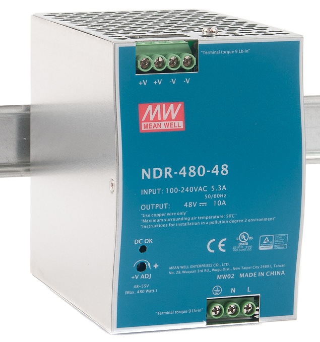 

Преобразователь AC-DC сетевой Mean Well NDR-480-48 вых: 480Вт, вход 90…264V AC, 47…63Гц /127…370В DC, выход 48В/10A, рег. вых 48…55В, изоляция 3000В A, NDR-480-48