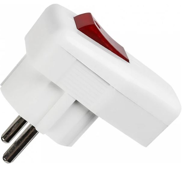 

Вилка SmartBuy SBE-16-P12-w угловая с/з с выключателем белая 16А 250В (1/20/240), SBE-16-P12-w