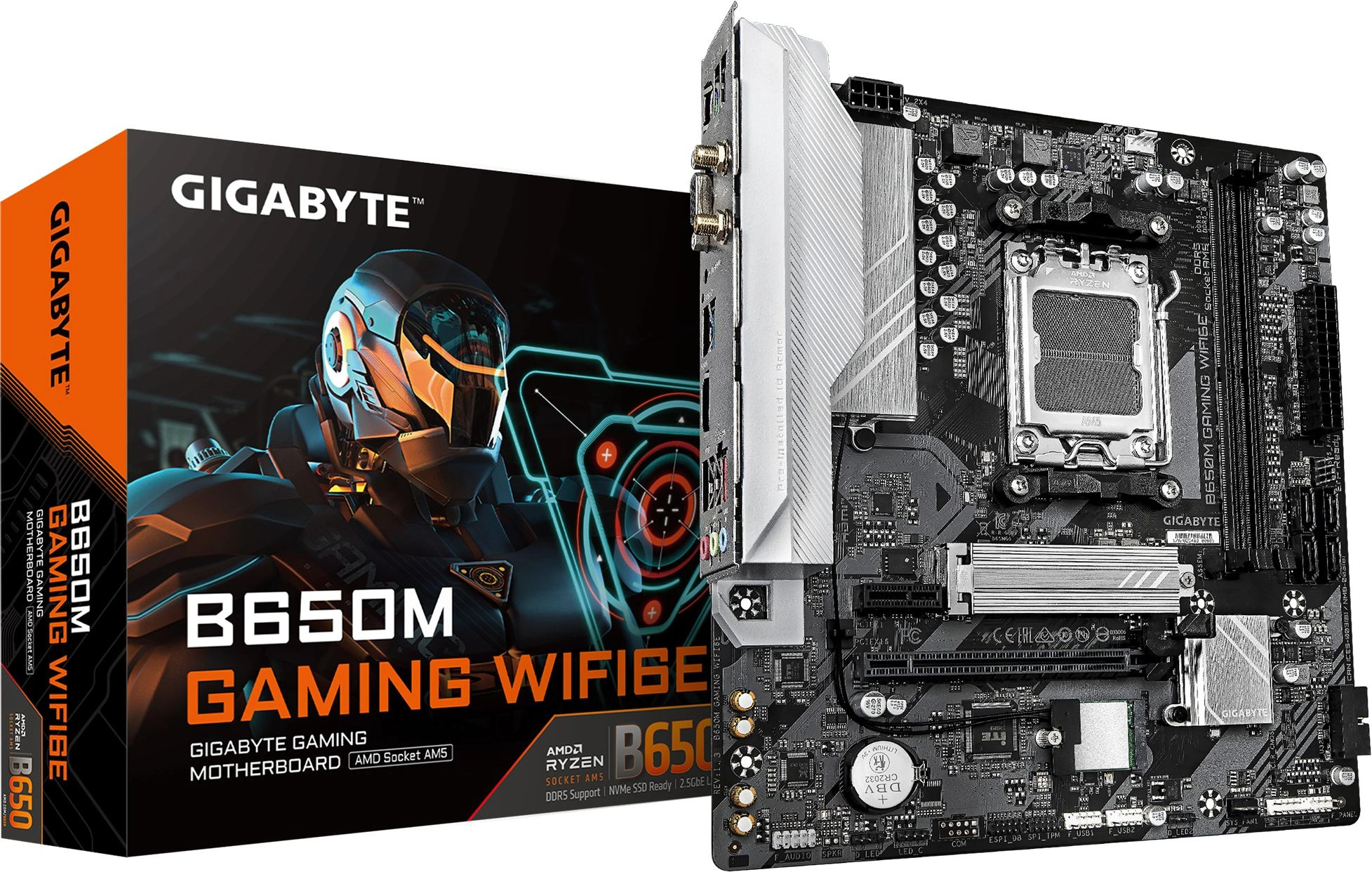 

Материнская плата mATX GIGABYTE B650M GAMING WIFI6E (AM5, AMD B650, 2*DDR5, 4*SATA, PCIe, M.2, WiFi, BT, 4*USB 2.0, 2*USB 3.2, HDMI, VGA), B650M GAMING WIFI6E