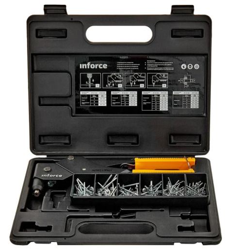 Изображение товара Заклепочник Inforce 06-14-111 с набором заклепок и кейсом для профессиональных задач
