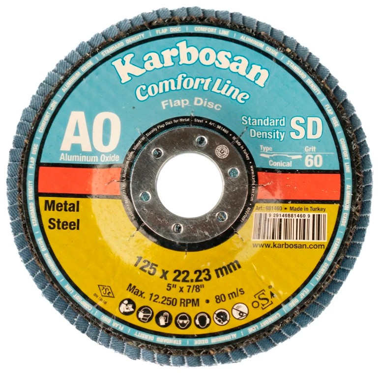 

Круг лепестковый ООО САМ KAR-981460-10 Karbosan КЛТ 125х22/Р60 Comfort Line AO SD Flap Конический 10 шт, KAR-981460-10
