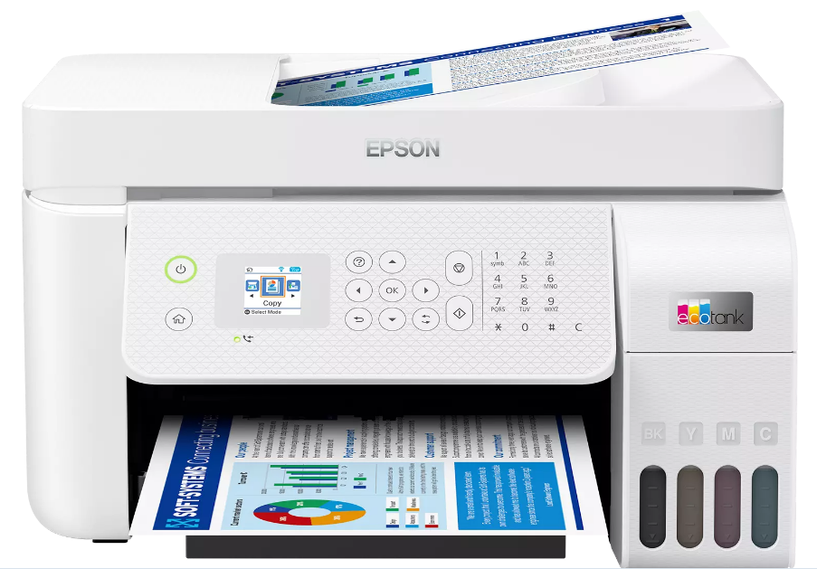 

МФУ струйное цветное Epson EcoTank L5296 C11CJ65411 A4, 5760x1440 dpi, ч/б - 33 стр/мин (А4), факс, АПД, Ethernet (RJ-45), USB Type-B, Wi-Fi, СНПЧ, EcoTank L5296