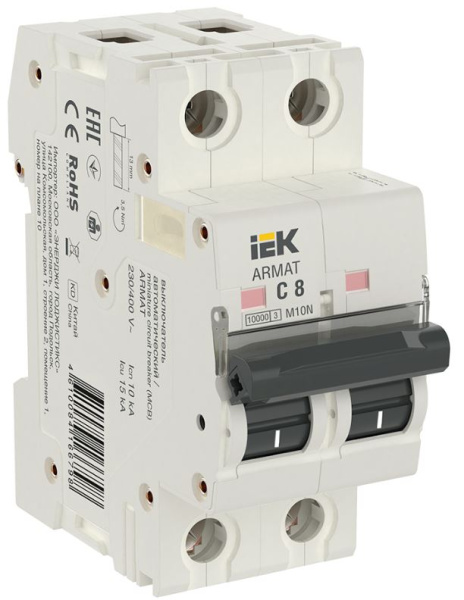 Изображение товара Автоматический выключатель IEK AR-M10N-2-C008 10 А для защиты электросетей